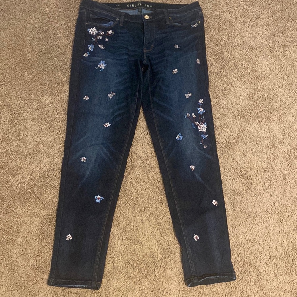 White House Black Market Floral embroidered jeans